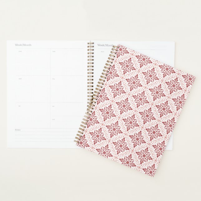 Planejador Espiral com Design Vermelho e Rosa (Exibição)