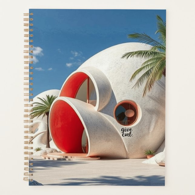 Planejador espiral Dourado - Na moda e organizado (Frente)