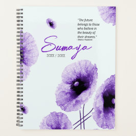 Planejador Espiral Floral Violeta Elegante Persona