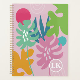 Planejador feminino moderno floral tropical cor-de