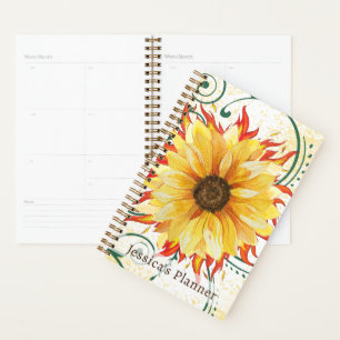 Planejador Flor de Girassol Flamejante 14 cm x 21,