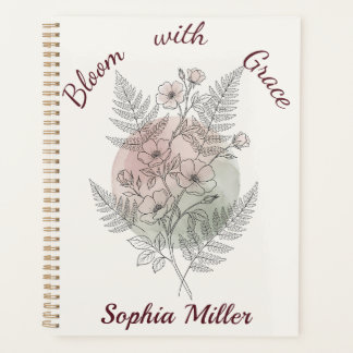 Planejador Flor Rosa Personalizada Nome Escritório