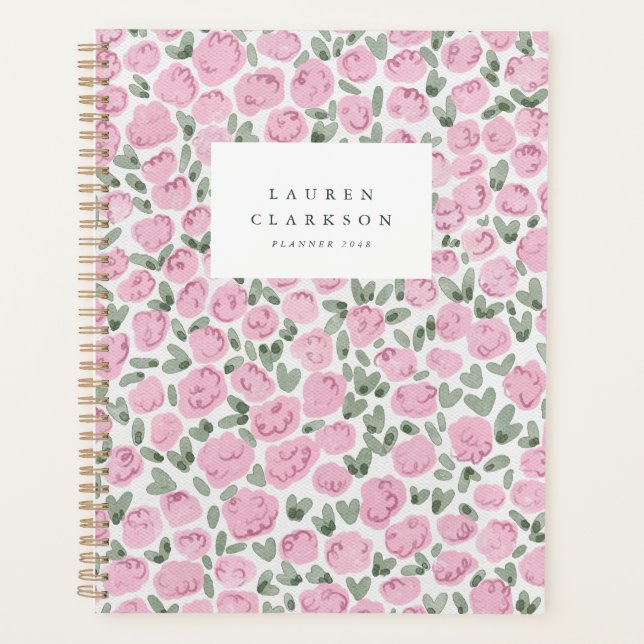 Planejador Floral Aquarela Rosa (Frente)