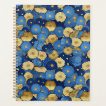 Planejador Floral Azul e Dourado de Chiyogami