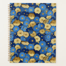 Planejador Floral Azul e Dourado de Chiyogami