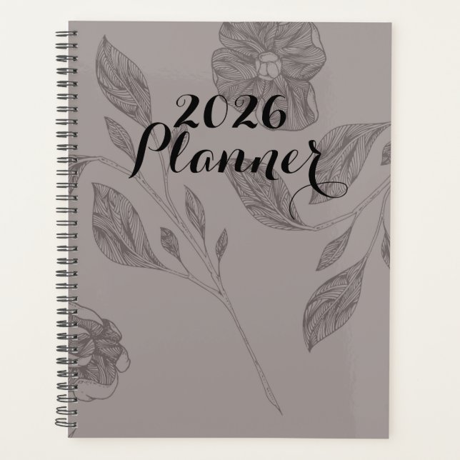 Planejador Floral Bege 2026 (Frente)