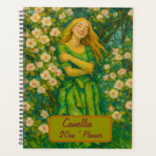 Planejador Floral de Nome Personalizado (Frente)