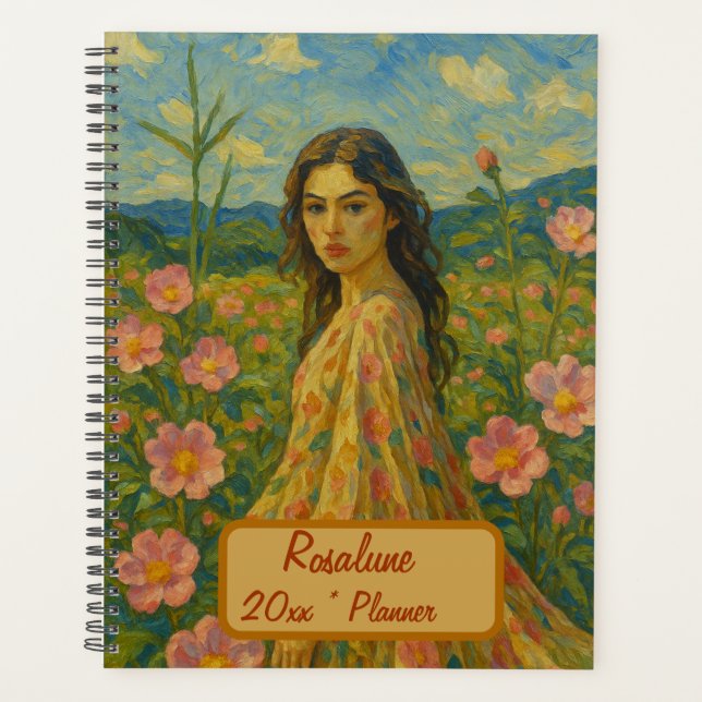 Planejador Floral de Nome Personalizado (Frente)