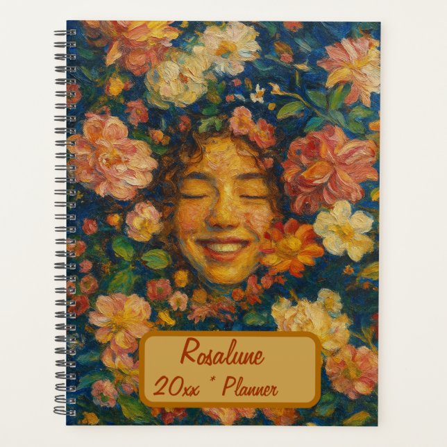 Planejador Floral de Nome Personalizado (Frente)