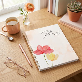 Planejador floral de pêssego moderno minimalista s