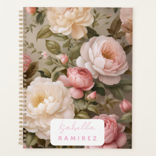 Planejador Floral de Vintage Personalizado com Nom
