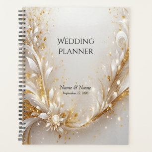 Planejador Floral Dourado Branco