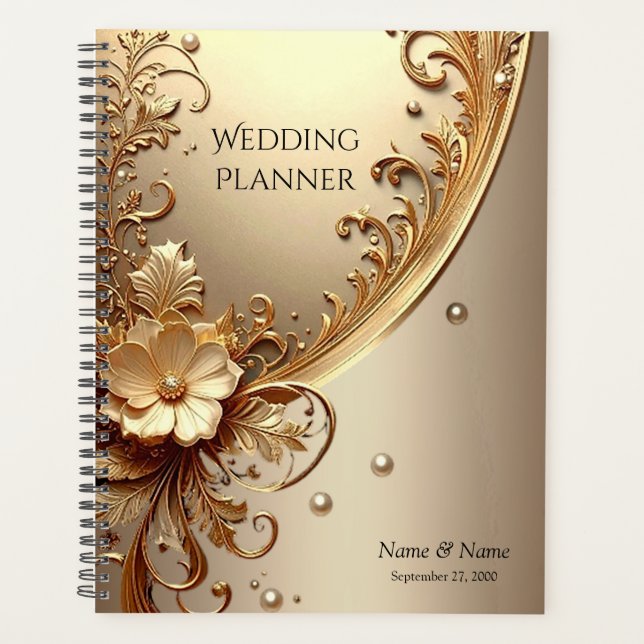 Planejador Floral Dourado Ornamentado (Frente)