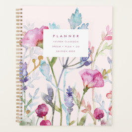 Planejador Floral Pastel Botânico Aquarela