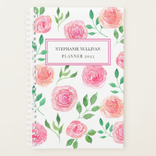 Planejador Floral Rosa Personalizado