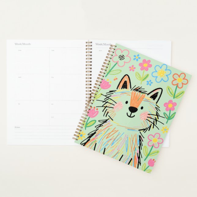 Planejador Gato Rabisco Verde (Exibição)