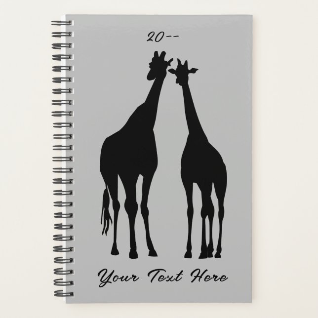Planejador Girafa de casal com Texto Personalizado (Frente)