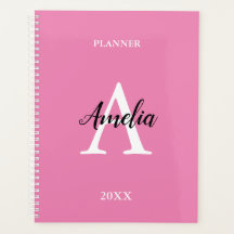 Planejador Inspirador com Monograma Rosa em Letra 