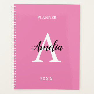 Planejador Inspirador com Monograma Rosa em Letra 