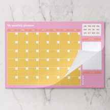 Planejador Mensal Amarelo Ensolarado e Rosa c/ cai