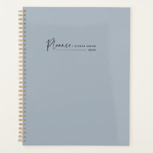 Planejador Mensal Azul Dusty de Script Moderno