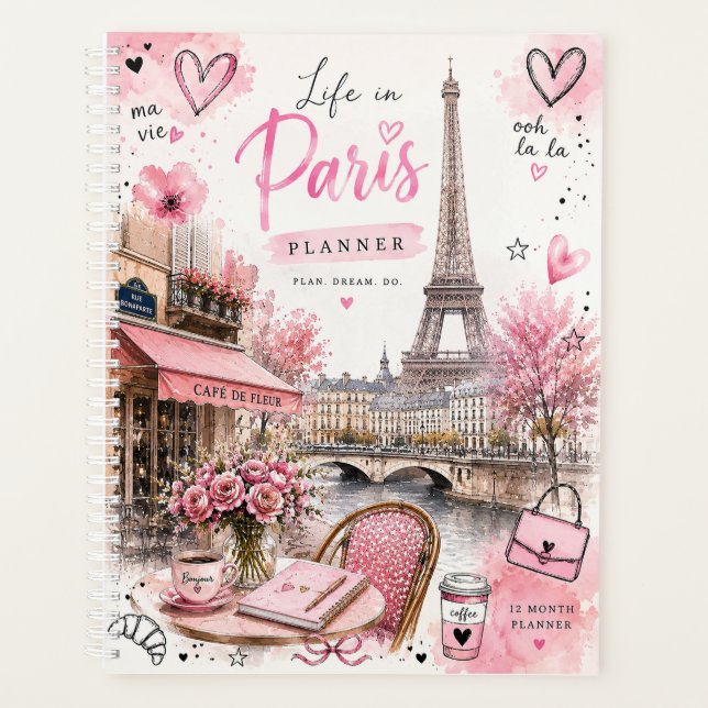 Planejador Mensal Paris Água Rosa (Frente)