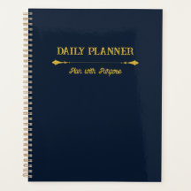 Planejador Minimalista Azul Marinho Dourado