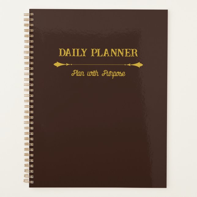 Planejador Minimalista Espresso Dourado (Frente)