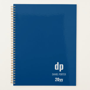 Planejador Minimalista Moderno Azul Monogramado