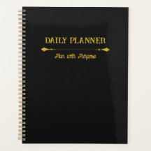 Planejador Minimalista Preto Dourado
