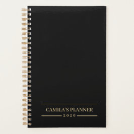 Planejador Minimalista Preto em Veludo Personaliza