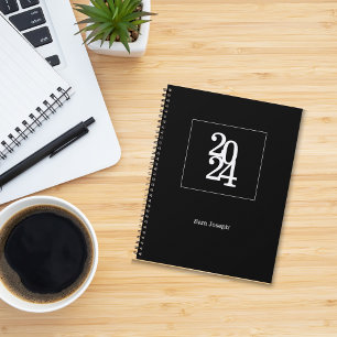 Planejador Minimalista Simples e Elegante Preto e