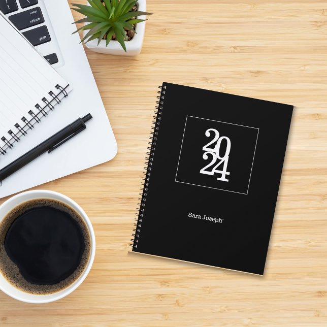 Planejador Minimalista Simples e Elegante Preto e  (Criador carregado)