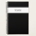 Planejador Mínimo Preto e Branco Simples<br><div class="desc">Simples e mínimo em sua estética, esse planejador personalizado negro se sente limpo e organizado com seus gráficos poupados em preto e branco fresco. O texto personalizado permite controlar o rótulo, adicionar um ano, um nome, um assunto escolar e até mesmo informações de contato se o seu notebook for perdido....</div>
