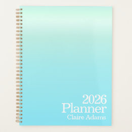 Planejador Moderno com Efeito Ombre Azul Ciano