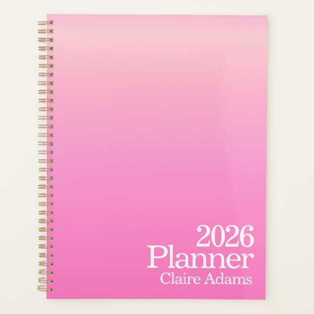Planejador Moderno com Efeito Ombre Rosa Vibrante (Frente)
