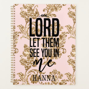 Planejador Motivacional Dourado Rosa Personalizado