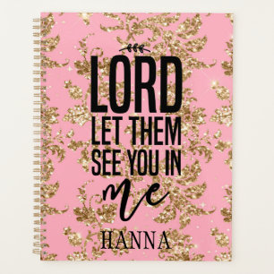 Planejador Motivacional Dourado Rosa Personalizado