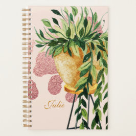 Planejador Nome Rótulo Planta de Pothos em Aquarel