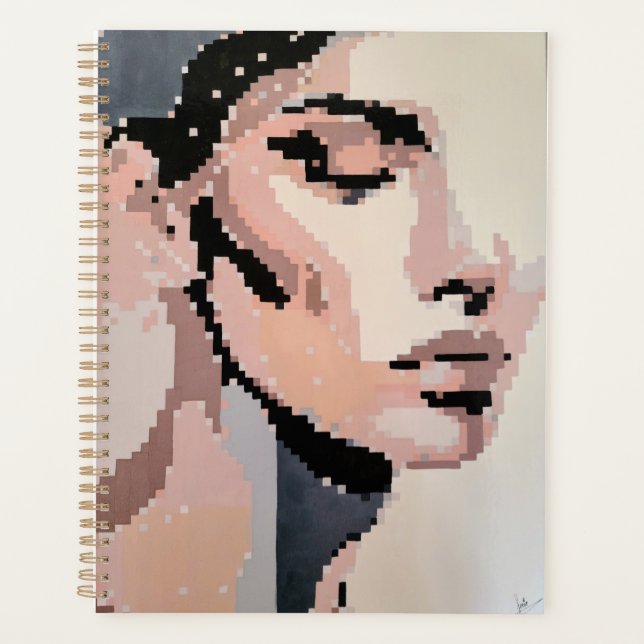 Planejador pastel com retrato de pixel suave (Frente)
