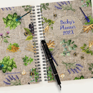 Planejador Personalizado Anual Padrão Jardim de Er