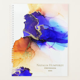 Planejador Personalizado Azul Azul-Laranja Chic