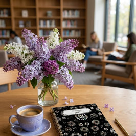 Planejador personalizado com flores geométricas