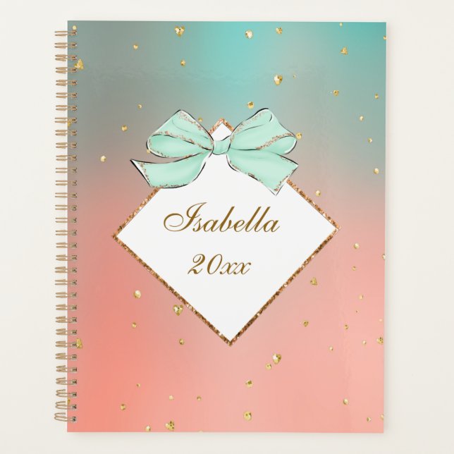 Planejador Personalizado com Laço Rosa e Azul (Frente)