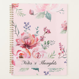 Planejador Personalizado com Nome e Rosas Rosa em