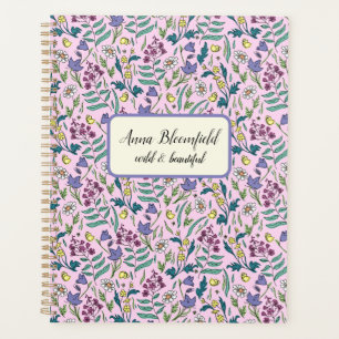 Planejador Personalizado com padrão de flores silv