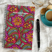 Planejador Personalizado com Padrão Floral Moderno