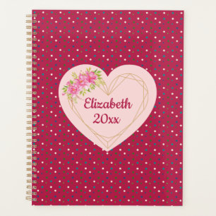 Planejador Personalizado Coração Dourado Floral Ma
