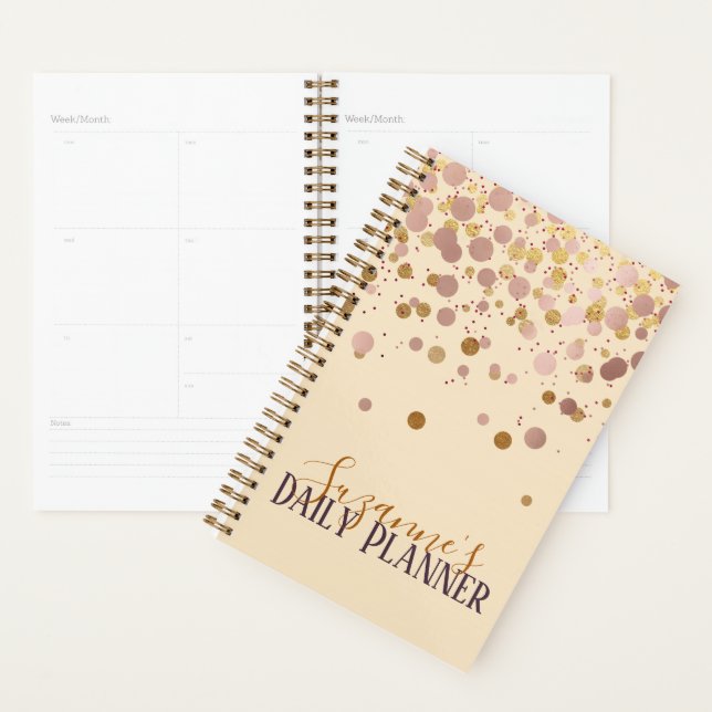 Planejador Personalizado de Confetti Dourado do ro (Exibição)