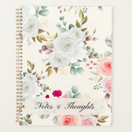 Planejador Personalizado de Nome Floral em Dourado